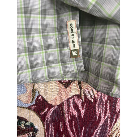 HOWLER BROS Plaid Long Sleeve Button Front Shirt Men's lg Nylon Poly - Picture 7 of 9